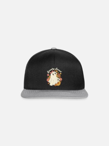 Gruseliger, süßer Retro-Blumengeist - Snapback Cap - Schwarz/Grau
