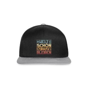 Reise Spruch Die Welt ist zu schön - Snapback Cap - Schwarz/Grau - Vorne