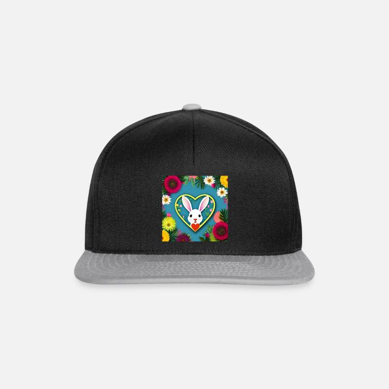 Cute Easter Heart Flowers - Snapback Cap - black/grey