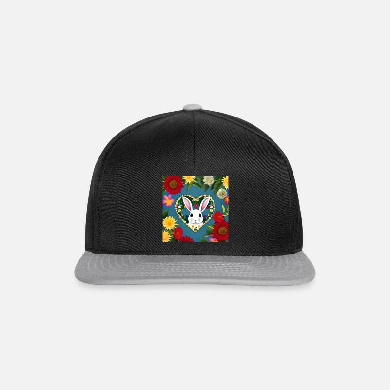 Herz mit Hase Osterhase - Snapback Cap - Schwarz/Grau