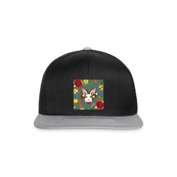 Lapin blanc Lapin de Pâques motif floral - Casquette snapback - noir/gris - Devant