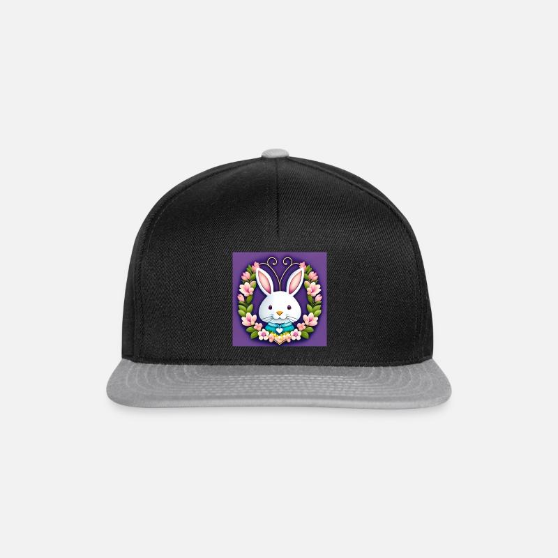 Flower wreath Easter flowers Spring Easter bunny - Snapback Cap - black/grey