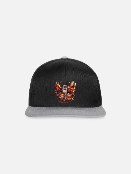 Herbst Eule - Snapback Cap - Schwarz/Grau