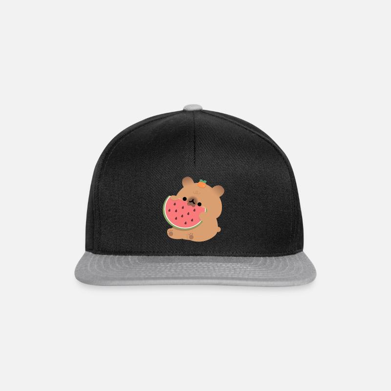 Capybara Wassermelone - Snapback Cap - Schwarz/Grau