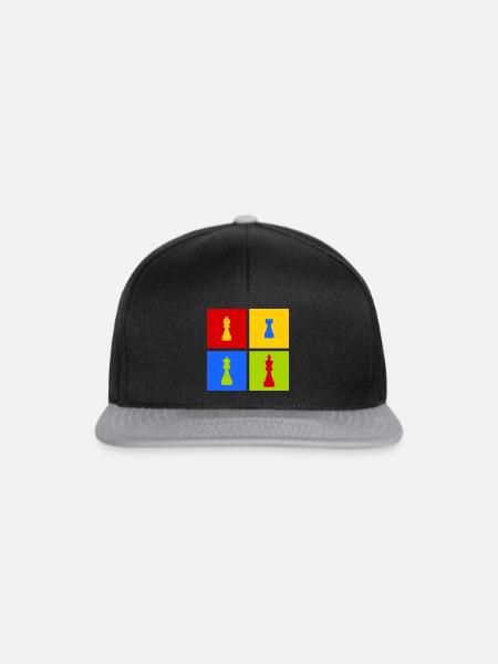 farbenfrohe Schachfiguren - Snapback Cap - Schwarz/Grau