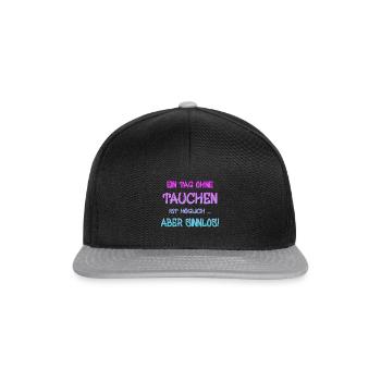 Tauchen Spruch Taucher - Snapback Cap - Schwarz/Grau - Vorne