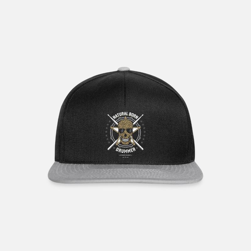 Natural Born Drummer gift for drummer - Snapback Cap - black/grey