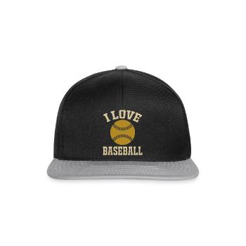 I Love Baseball Shirt - Snapback Cap - Schwarz/Grau - Vorne