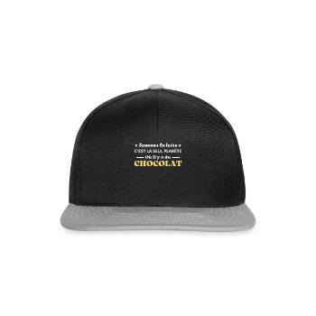 sauvons la terre planète ou il y a du chocolat - Casquette snapback - noir/gris - Devant