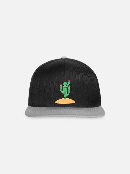 Kaktus mit Tattoos - Snapback Cap - Schwarz/Grau
