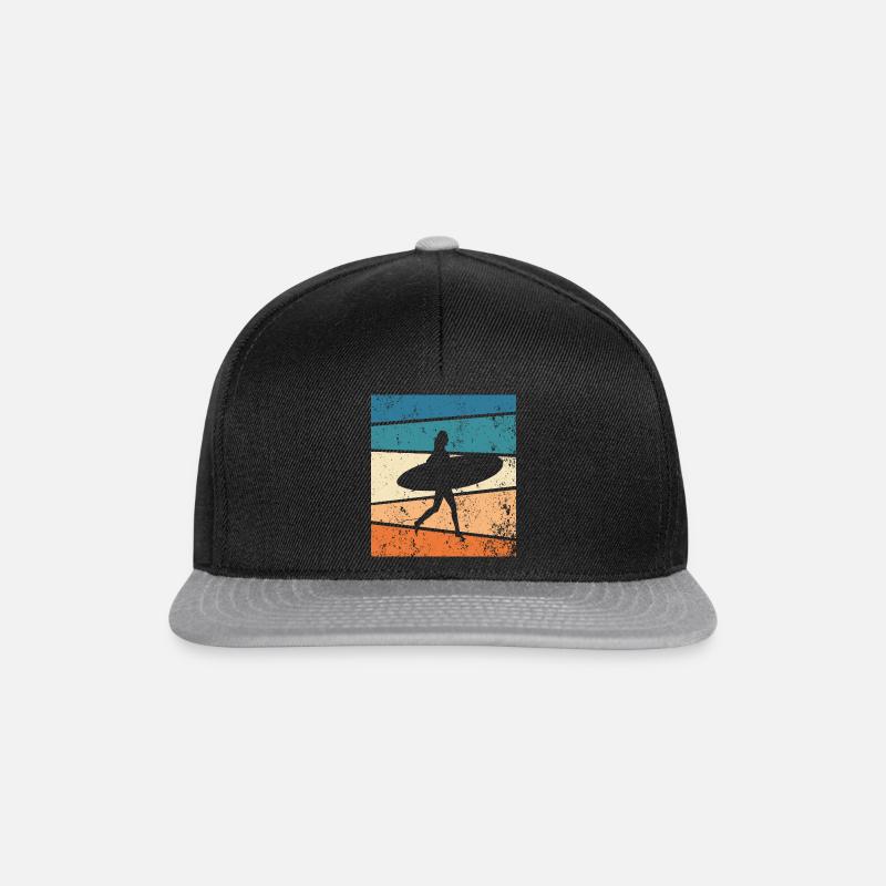 Surfen Surfer Retro Geschenk - Snapback Cap - Schwarz/Grau