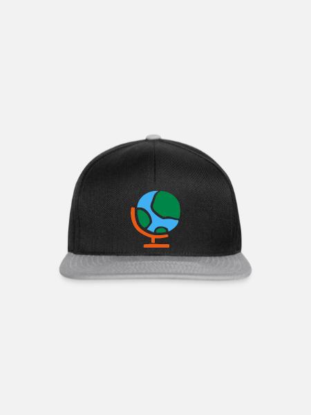 Globus Erde Planet - Snapback Cap - Schwarz/Grau