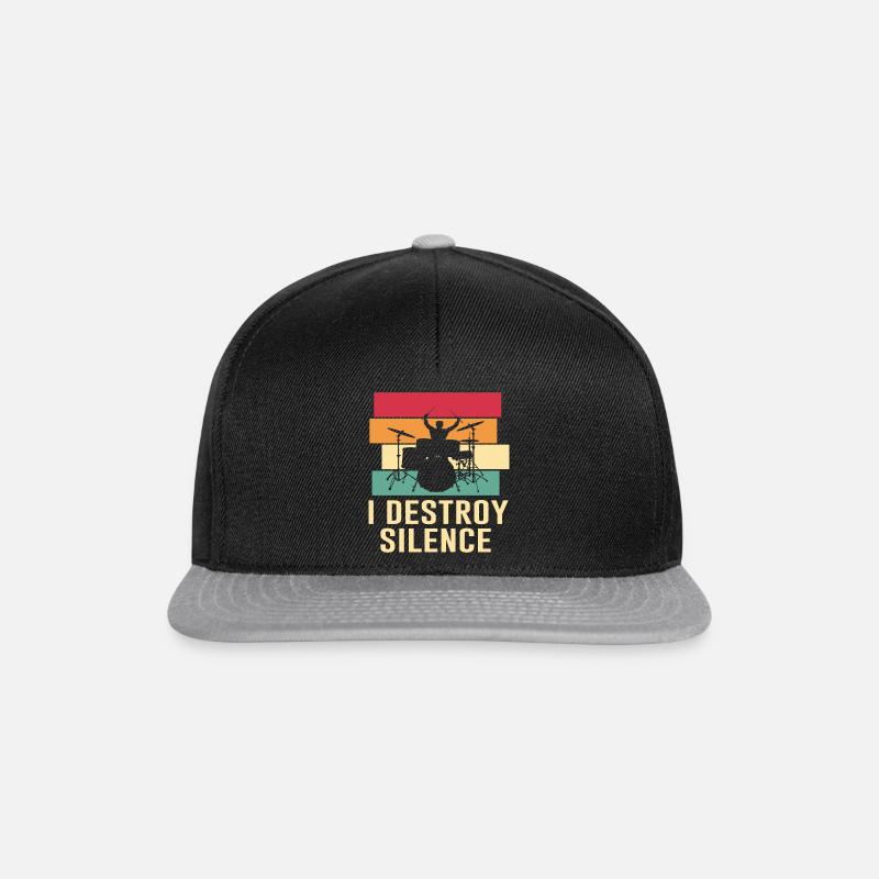Schlagzeuger Drummer Retro Spruch Schlagzeug - Snapback Cap - Schwarz/Grau