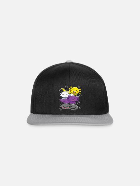 Fröhliche Axolotl-Freunde – Buntes Unterwasser-Abe - Snapback Cap - Schwarz/Grau