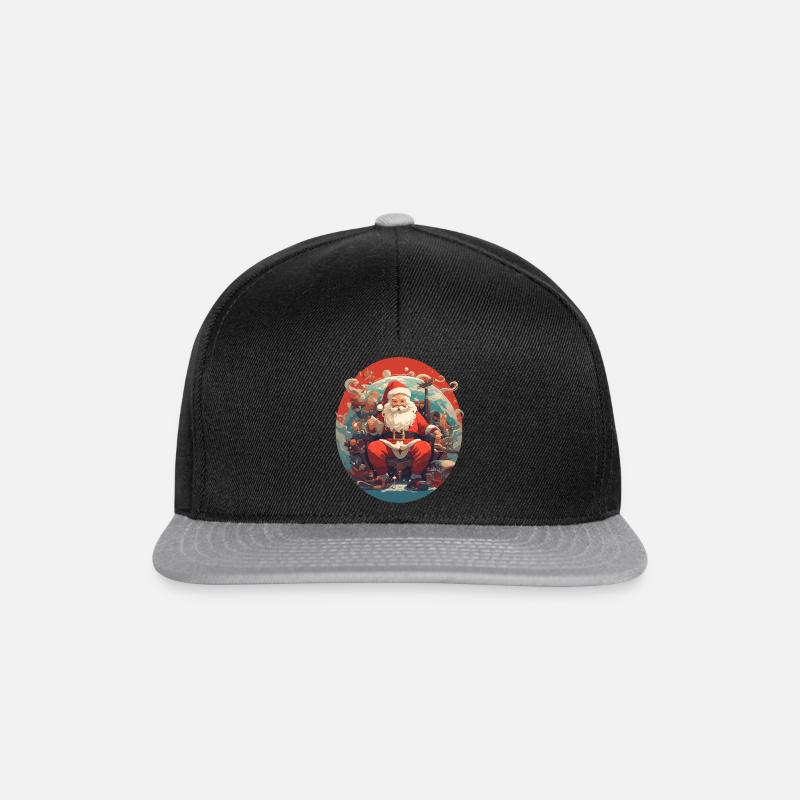 Weihnachtsmann im Anime-Stil - Snapback Cap - Schwarz/Grau