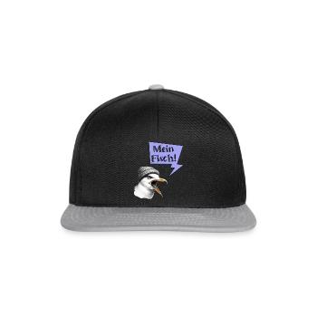 Mein Fisch! Möwe mit Beanie Mütze Spruch - Snapback Cap - Schwarz/Grau - Vorne