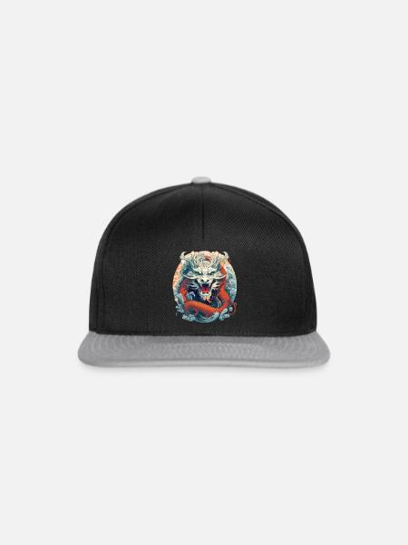 Design eines chinesischen Drachen - Snapback Cap - Schwarz/Grau