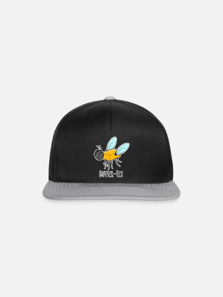 Butter-Fly - Butter Fliege Flachwitz - Snapback Cap - Schwarz/Grau