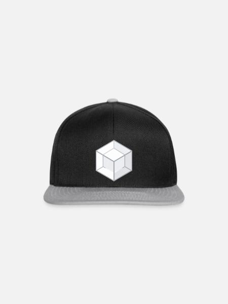 Geometrischer 3D-Würfel Linienstil - Snapback Cap - Schwarz/Grau