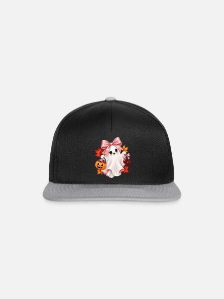 Niedlicher Halloween Geist - Snapback Cap - Schwarz/Grau