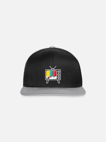 Retro Fernseher Testbild Analog TV Nostalgie - Snapback Cap - Schwarz/Grau