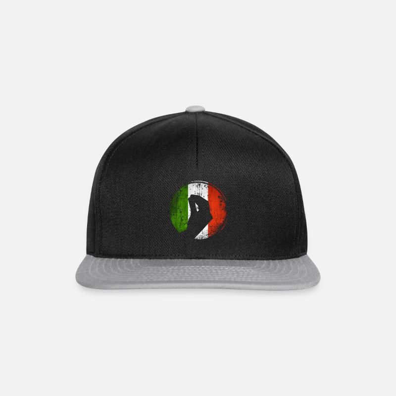 Italienische Flagge mit typischer Handgeste - Snapback Cap - Schwarz/Grau
