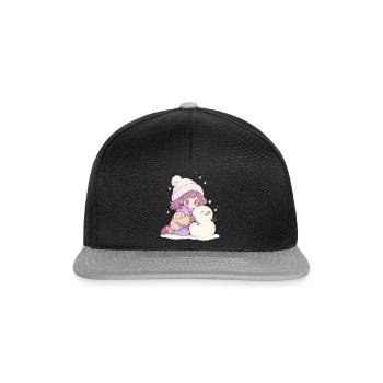 Süßer Weihnachts Schneemann Mädchen Winter-Design - Snapback Cap - Schwarz/Grau - Vorne