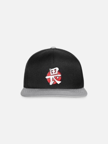 Kanji Respekt - Japanisches Schriftzeichen - Snapback Cap - Schwarz/Grau