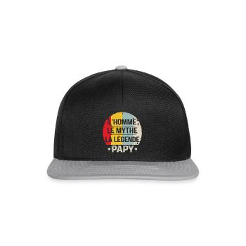 L'homme Le Mythe La Légende Papy, Cadeau Pour Papy - Casquette snapback - noir/gris - Devant