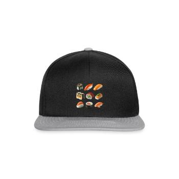 Unterschiedliche Sushi Variationen - Snapback Cap - Schwarz/Grau - Vorne
