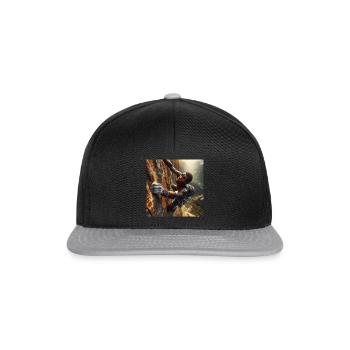 Man climbing steep rock face by Angelical Art - Snapback Cap - black/grey - Front