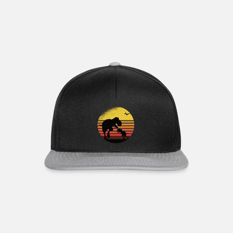 Dinosaurier Papa mit Kind Geschenkidee Vatertag - Snapback Cap - Schwarz/Grau