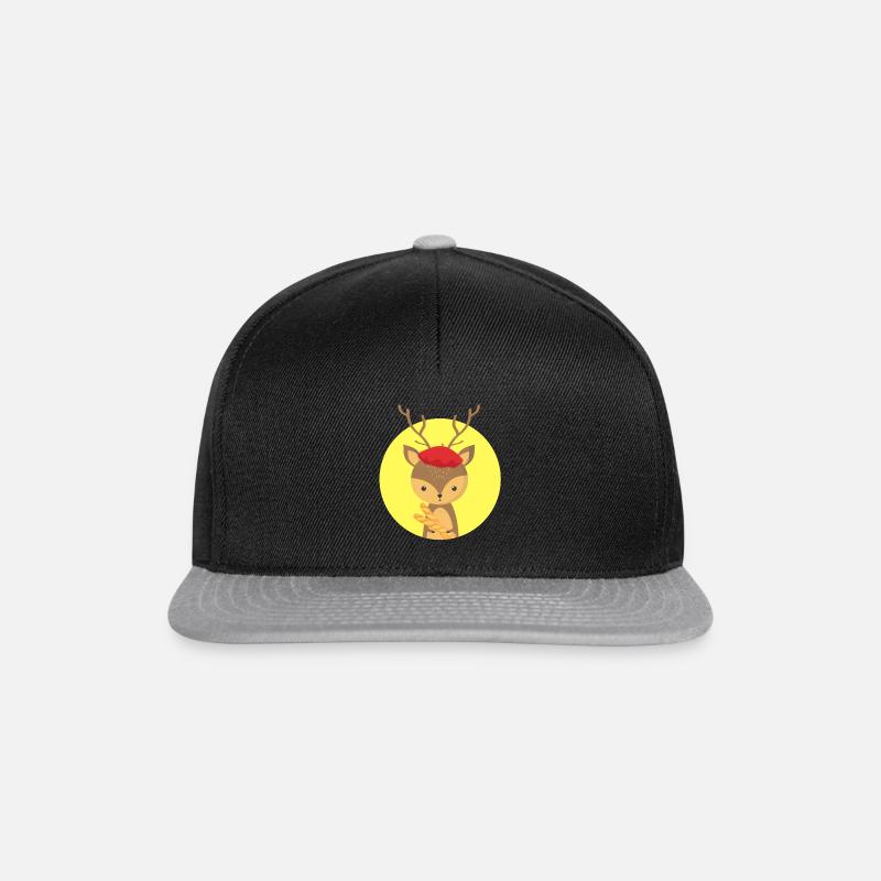 Hirsche und Frankreich - Snapback Cap - Schwarz/Grau