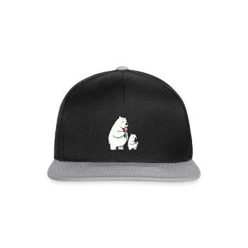 Père et fils Ours polaire avec crème glacée au chocolat à la fraise - Casquette snapback - noir/gris - Devant