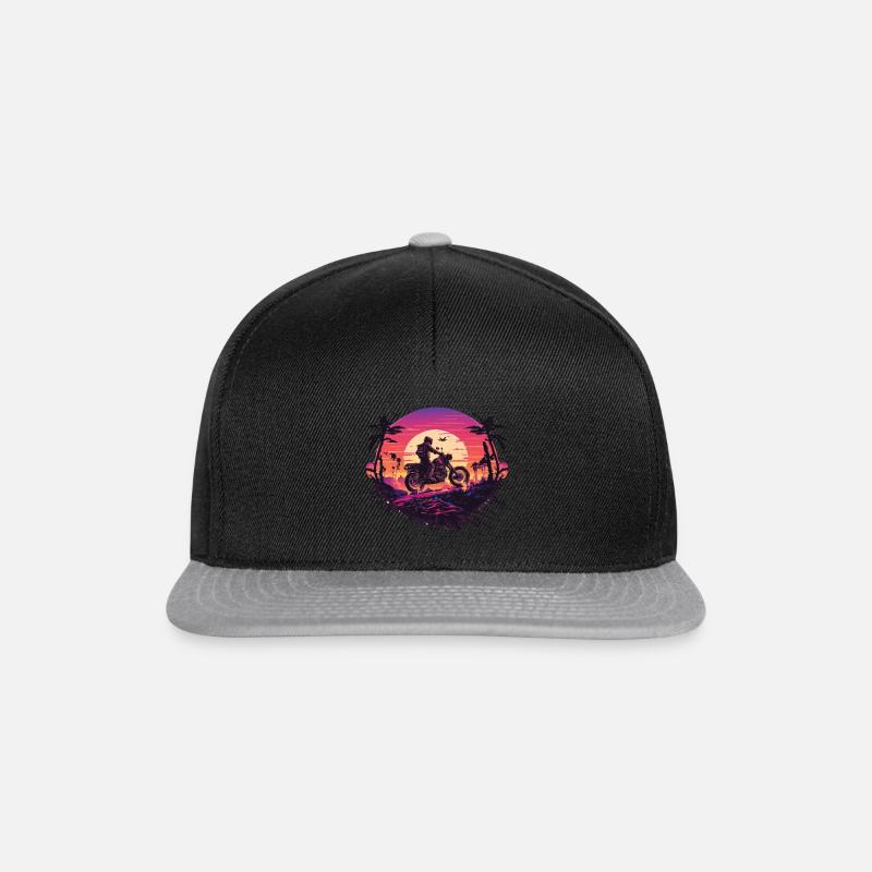 Retro motorcycle in the sunset - Snapback Cap - black/grey