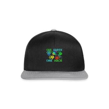 Anti Racism T-Shirt - One Earth One - Snapback Cap - black/grey - Front