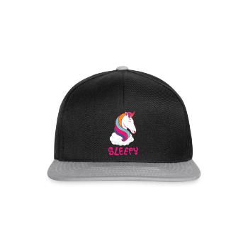 Einhorn Schlafen Unicorn Sleep Geschenk - Snapback Cap - Schwarz/Grau - Vorne