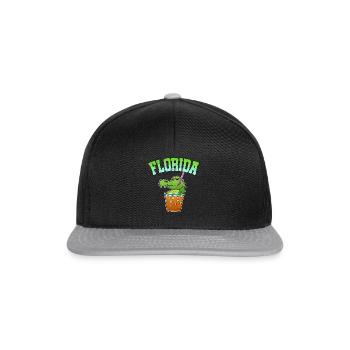 Florida Alligaor Krokodil Cocktail Alkohol Urlaub - Snapback Cap - Schwarz/Grau - Vorne