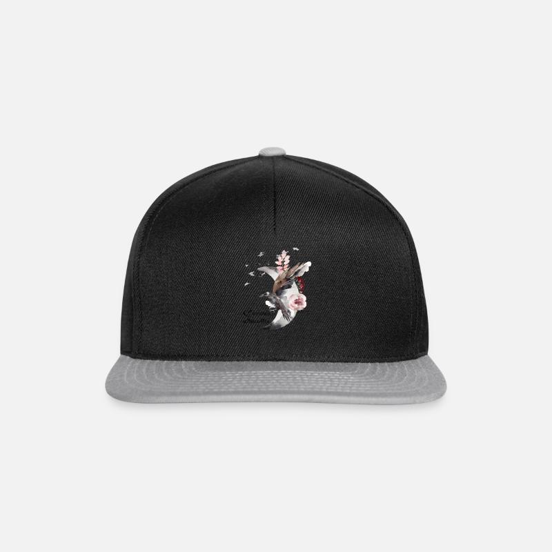 Die Raben-Poe-Mond-Rosen-Bild-Kunst-Greifer entwirft Corbus Albicollis Schwarzes - Snapback Cap - Schwarz/Grau