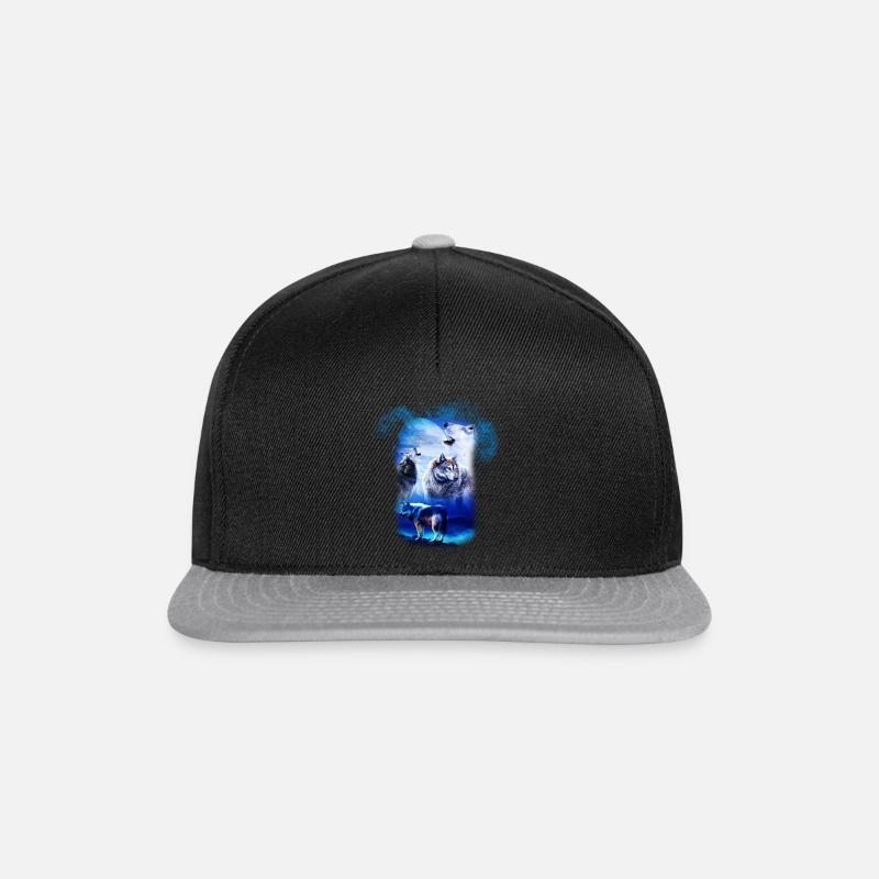 Phantasie Wolf Wölfe - Snapback Cap - Schwarz/Grau