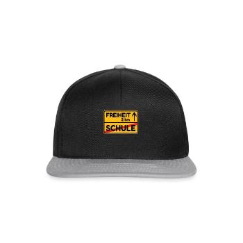 Straßenschild Freiheit Schule Lustig - Snapback Cap - Schwarz/Grau - Vorne