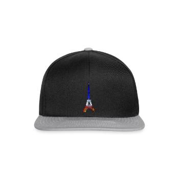 Eiffelturm Paris Frankreich Nationalfahne Souvenir - Snapback Cap - Schwarz/Grau - Vorne