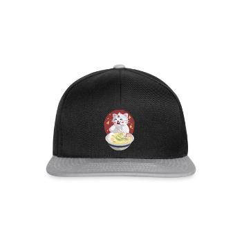 Cat eats noodles - Snapback Cap - black/grey - Front