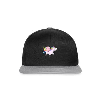 Cochon mignon à cheval sur la licorne - Casquette snapback - noir/gris - Devant