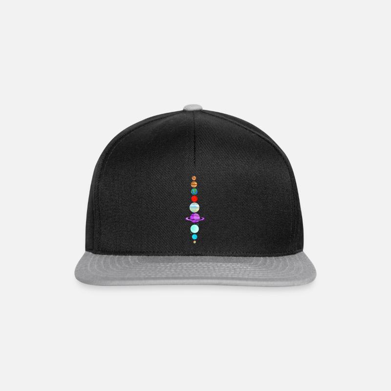 Planeten - Sonnensystem - Erde - Mars - Saturn - Snapback Cap - Schwarz/Grau