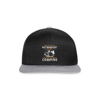 Rente Camping Zelten - Snapback Cap - Schwarz/Grau - Vorne