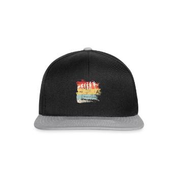 Fußball Evolution Vintage Art Geschenk T-Shirt - Snapback Cap - Schwarz/Grau - Vorne