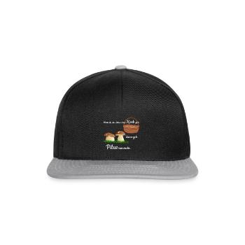 Pilz Pilze Pilzsammler Steinpilz suchen Geschenk - Snapback Cap - Schwarz/Grau - Vorne