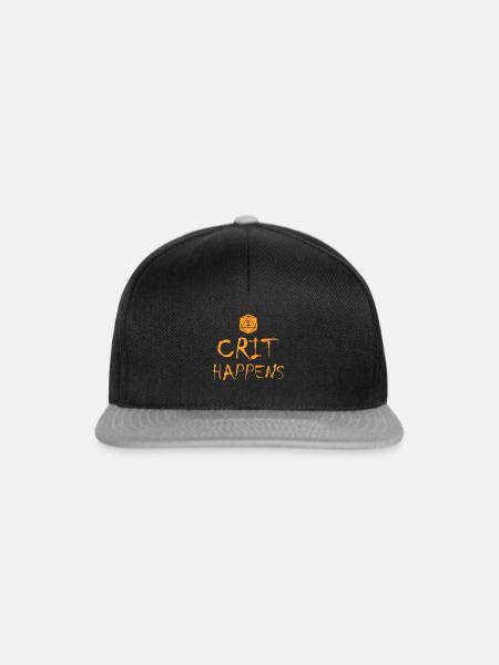 Crit Happens Funny RPG Dungeon Game Gift - Snapback Cap - Schwarz/Grau