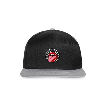 Sexy Zunge Erotisch Mund Kuss Liebe Geschenk - Snapback Cap - Schwarz/Grau - Vorne